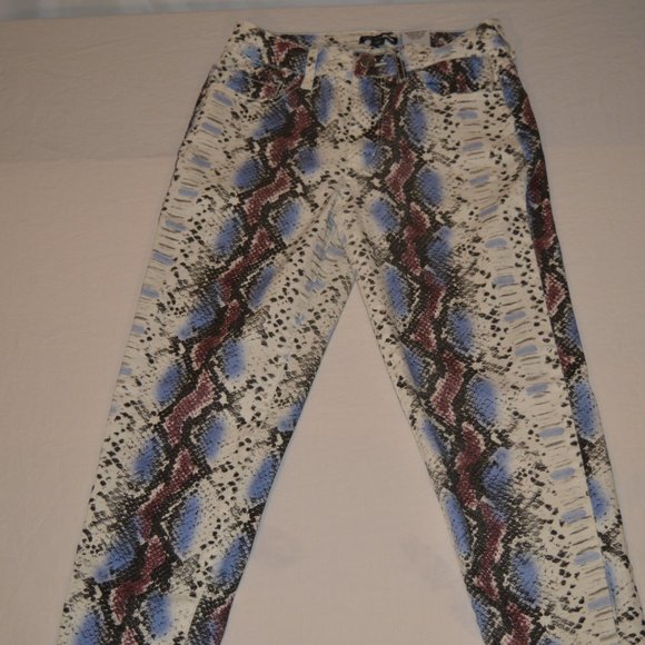Fashion Nova Denim - Fashion Nova Snakeskin White Purple Black Size Medium Ladies High Rise Jeans